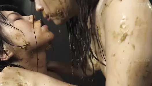 VRXS-250 Kisses with feces featuring Amane Uran and Moe Amano. Scat, piss and vomit lesbians