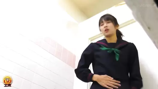EE-663 04 Hidden camera: schoolgirls with abdominal pain pooping on toilet next to the infirmary