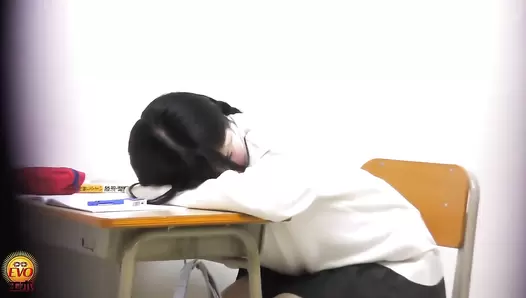 EE-663 03 Hidden camera: schoolgirls with abdominal pain pooping on toilet next to the infirmary