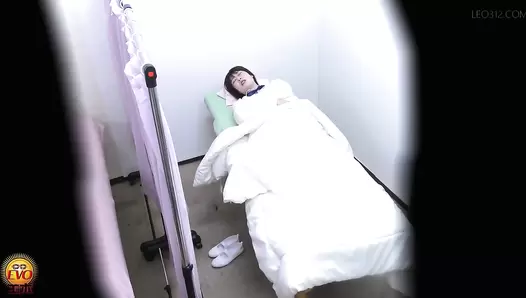 EE-663 01 Hidden camera: schoolgirls with abdominal pain pooping on toilet next to the infirmary