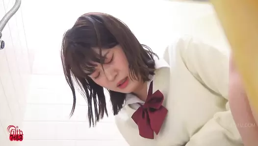 FF-594 01 Schoolgirls bullying schoolgirls with an enema. Abominating poop leakage!