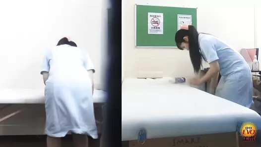 EE-781 04 Apprentice nurse trained with enema to understand the feeling of patients