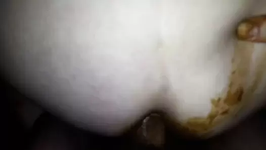 The girl fucks in the ass and shit climbs with her asshole