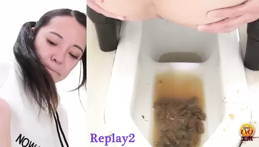 EE-465 05 Toilet voyeur: anal opening diarrhea stool shows all things in the intestines