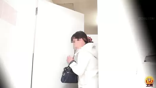 EE-367 06 Public toilet voyeur: women continue pooping while the door is opened up!, JAV Collection, 