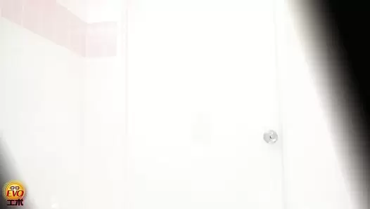 EE-367 01 Public toilet voyeur: women continue pooping while the door is opened up!, , 