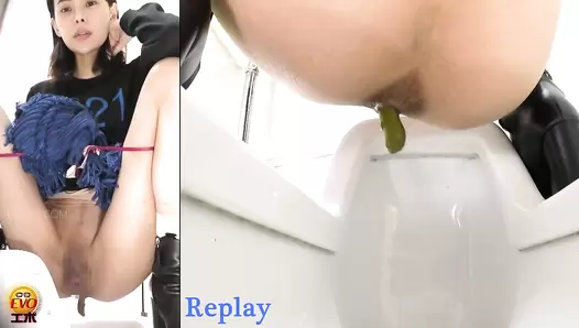 EE-367 01 Public toilet voyeur: women continue pooping while the door is opened up!