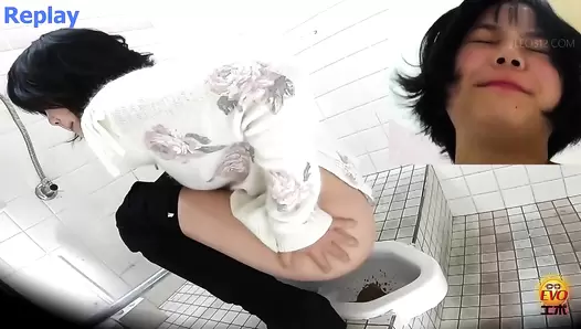 EE-556 03 Hidden camera: Japanese gals straddling a japanese style toilet and having diarrhea
