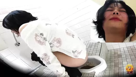 EE-556 03 Hidden camera: Japanese gals straddling a japanese style toilet and having diarrhea, JAV Collection, 