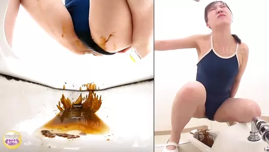 SL-334 6 Diarrhea apocalypse in school toilet. Girls in swimsuits making a mess! VOL. 2