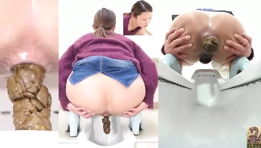 SR064 07 Women spreading their assholes while pooping on toilet. Multiple viewing angles and stinky farts. VOL. 3