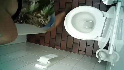 Hidden camera in the womens restroom and diarrhea woman