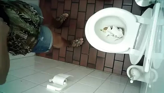 Hidden camera in the womens restroom and diarrhea woman