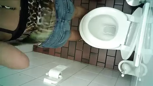 Hidden camera in the womens restroom and diarrhea woman