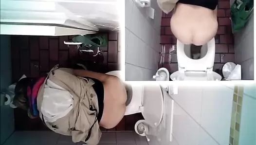 Hidden camera in the toilet and pooping woman, JAV Collection, 