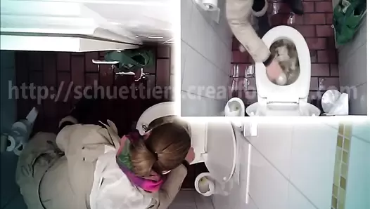 Hidden camera in the toilet and pooping woman