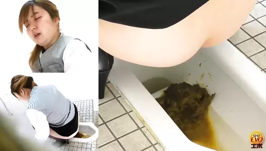EE-590 04 Hidden video footage: OLs with stomach aches rushing to the toilet to release angry diarrhea stool