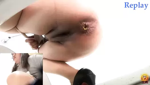 EE-590 02 Hidden video footage: OLs with stomach aches rushing to the toilet to release angry diarrhea stool