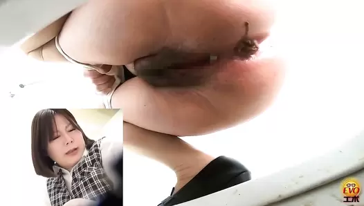 EE-590 02 Hidden video footage: OLs with stomach aches rushing to the toilet to release angry diarrhea stool