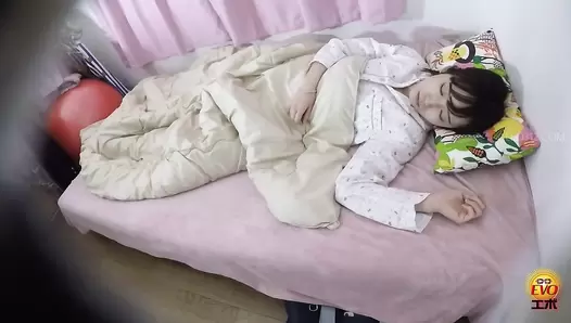EE-583 04 Hidden footage by malicious older brother: enema for the sleeping sister