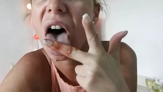 MissAnja - Bloody Finger Licking, Shitty Dildo Play, Body Worship