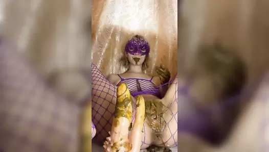 p00girl - Shit in mouth, pussy and double dildo