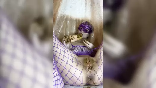 p00girl - Shit in mouth, pussy and double dildo