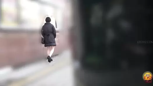EE-579 04 Hidden camera caught obscene sounds in the toilet: girls spreading their asses to release farts with residual feces