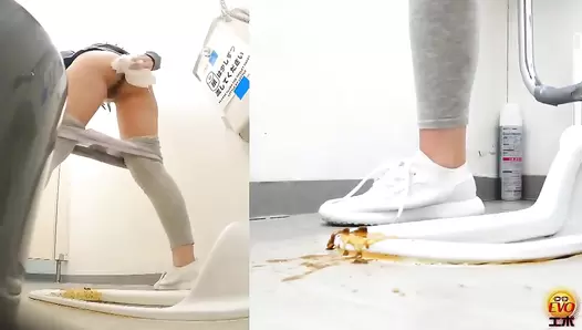 EE-575 04 Hidden video footage: girls leaking farts and poop during physical excersises