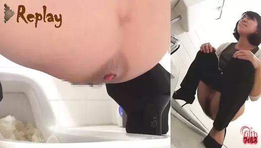FF-167 02 Office Toilet Tank Clogged And Overfilled With Poo