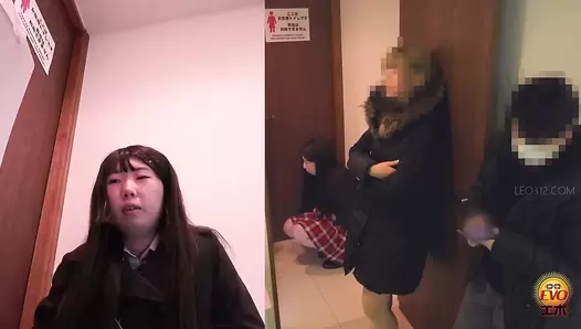 EE-562 03 Full of shame schoolgirls farting in the line to the toilet and leaking a little bit of poop
