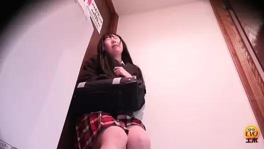 EE-562 03 Full of shame schoolgirls farting in the line to the toilet and leaking a little bit of poop