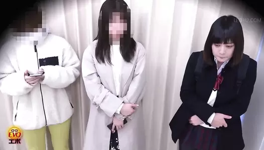EE-562 02 Full of shame schoolgirls farting in the line to the toilet and leaking a little bit of poop
