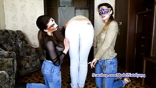 Three beauties in jeans