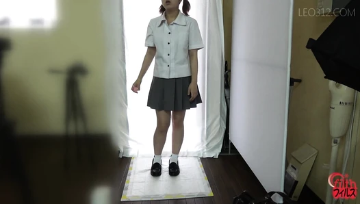 FF-383 03 Busy street. Opened door. White curtain. Girl, enema and defecation