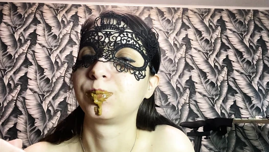 PooGirl - poop a full container, eat shit with a fork and vomit.