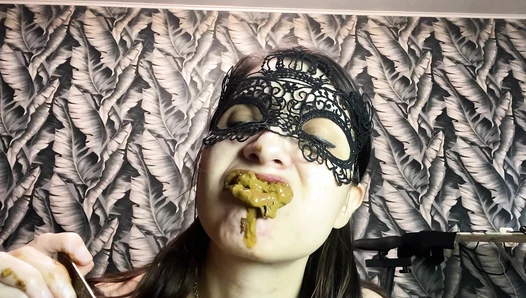 PooGirl - poop a full container, eat shit with a fork and vomit.