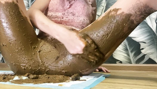 p00girl - juicy shit diarrhea in nylons, tearing pantyhose, smearing