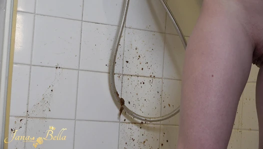 JanaBella - Closeup Shower Wall Enema Shit and Piss