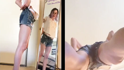LenaMaek - PantyPooping Mirror Masturbation (2 Camera Angles!)